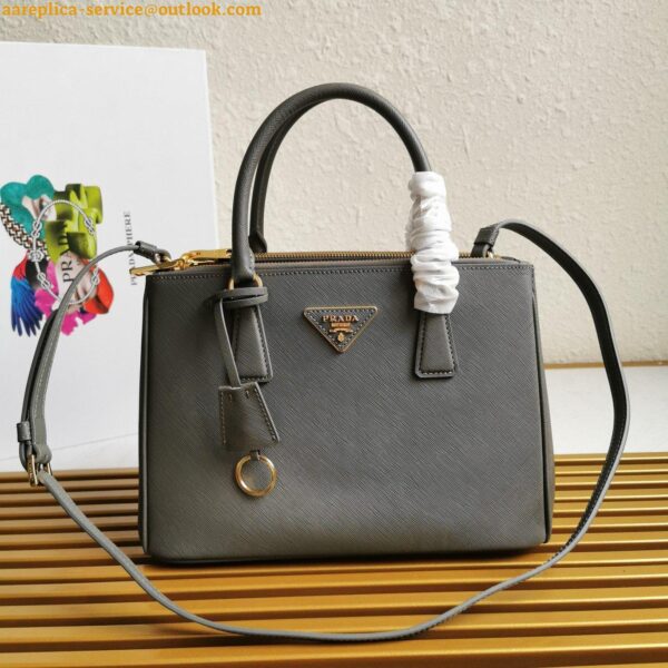 Replica Prada Galleria Medium Bag In Grey Saffiano Leather 3