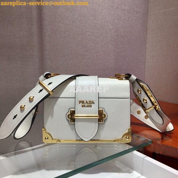 Replica Prada Cahier Leather Bag 1BD045 Tone White