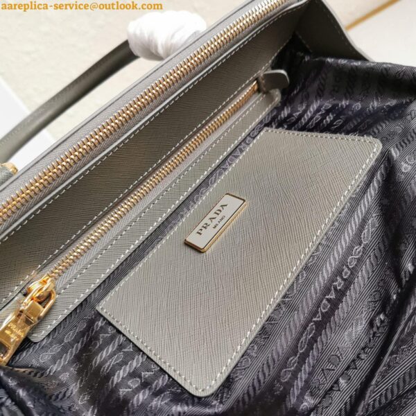 Replica Prada Galleria Medium Bag In Grey Saffiano Leather 9