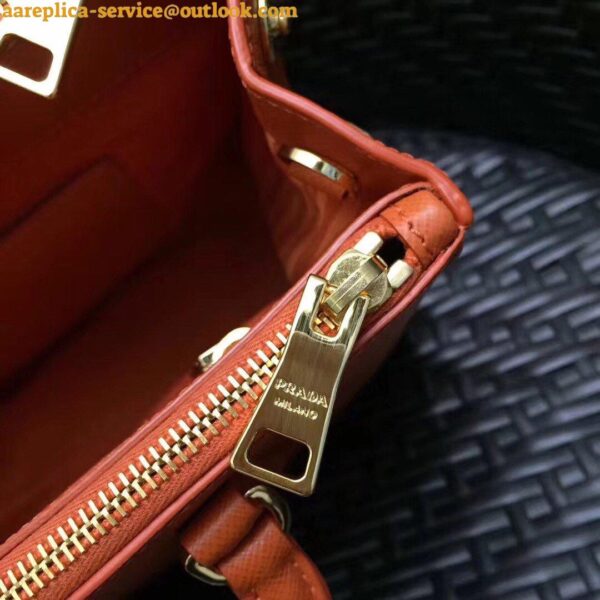 Replica Prada Galleria Medium Bag In Orange Saffiano Leather 8