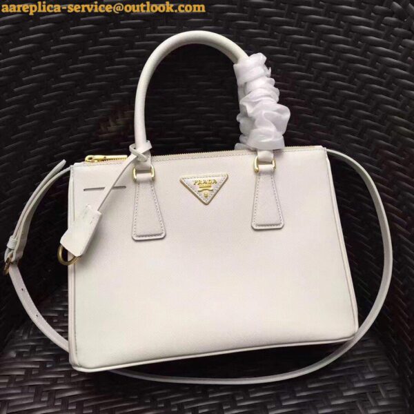 Replica Prada Galleria Medium Bag In White Saffiano Leather 3