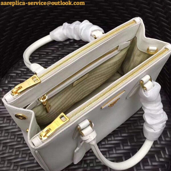 Replica Prada Galleria Medium Bag In White Saffiano Leather 9