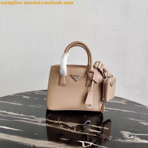 Replica Prada Galleria Mini Bag In Beige Saffiano Leather 17