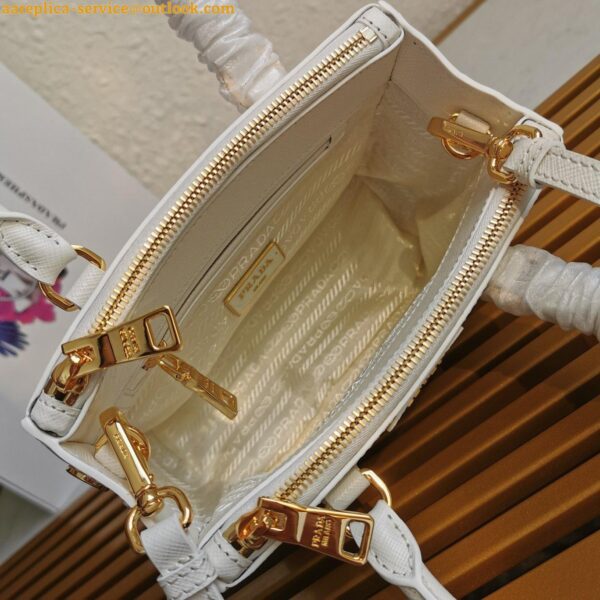 Replica Prada Galleria Mini Bag In White Saffiano Leather 8