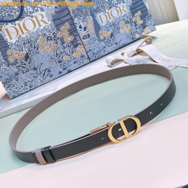 Replica Dior 30 Montaigne Reversible 20MM Belt in Grey and Black Calfskin 8