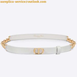 Replica Dior Caro 15MM Belt in White Calfskin and Chain