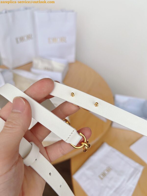 Replica Dior Caro 15MM Belt in White Calfskin and Chain 4