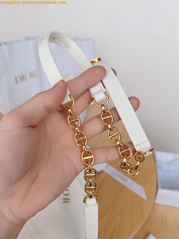 Replica Dior Caro 15MM Belt in White Calfskin and Chain 8