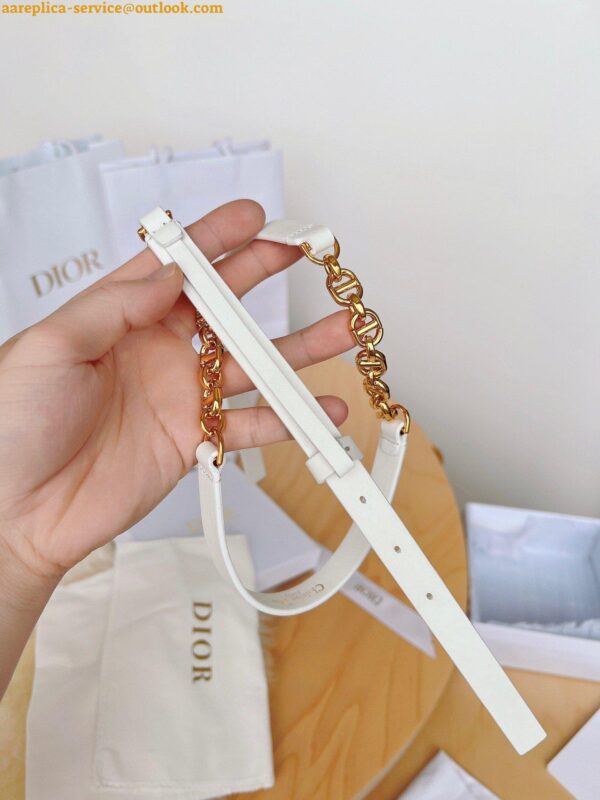 Replica Dior Caro 15MM Belt in White Calfskin and Chain 8