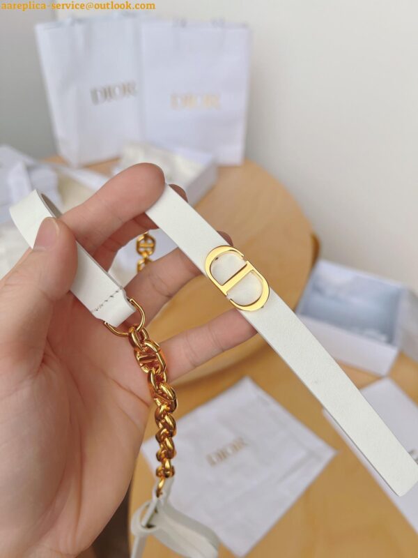 Replica Dior Caro 15MM Belt in White Calfskin and Chain 10