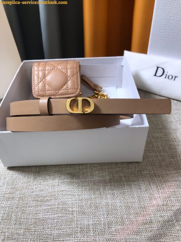 Replica Dior Caro 15MM Belt with Removable Pouch in Beige Calfskin 8