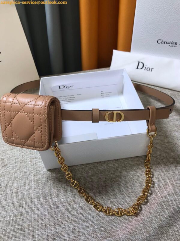 Replica Dior Caro 15MM Belt with Removable Pouch in Beige Calfskin 9