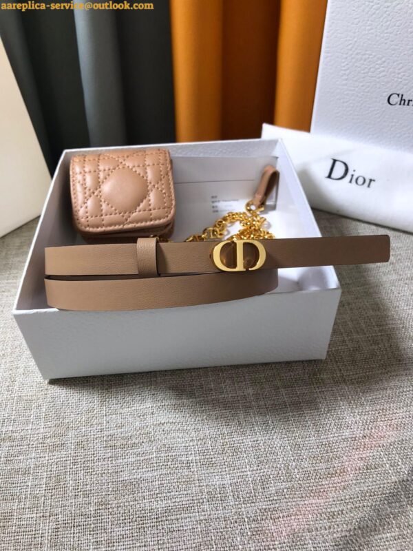 Replica Dior Caro 15MM Belt with Removable Pouch in Beige Calfskin 10