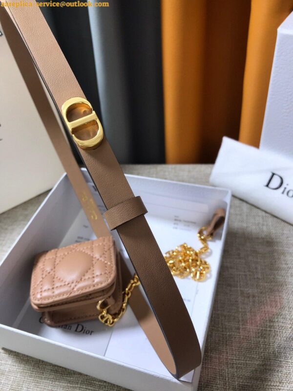 Replica Dior Caro 15MM Belt with Removable Pouch in Beige Calfskin 11