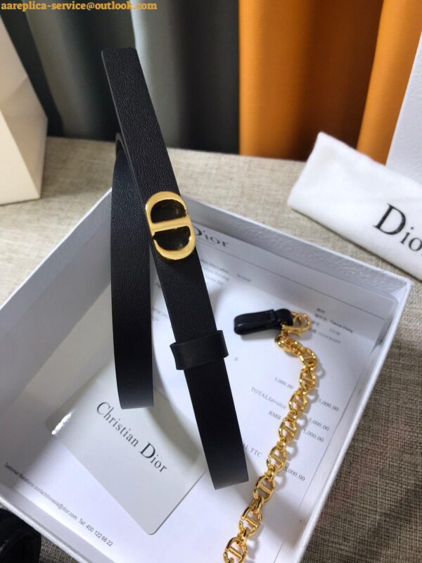 Replica Dior Caro 15MM Belt with Removable Pouch in Black Calfskin 15