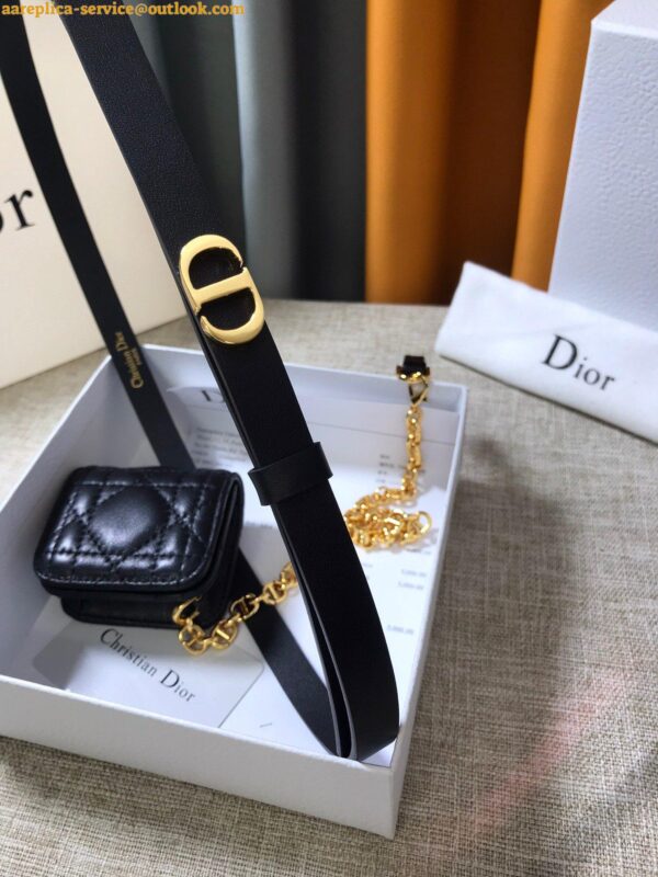 Replica Dior Caro 15MM Belt with Removable Pouch in Black Calfskin 16