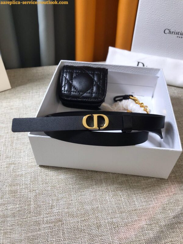 Replica Dior Caro 15MM Belt with Removable Pouch in Black Calfskin 18