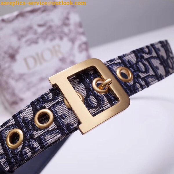 Replica Dior Diorquake 35MM Belt In Blue Oblique Canvas 6