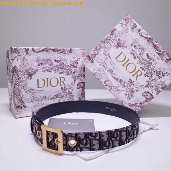 Replica Dior Diorquake 35MM Belt In Blue Oblique Canvas 7