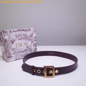 Replica Dior Diorquake 35MM Belt In Bordeaux Calfskin