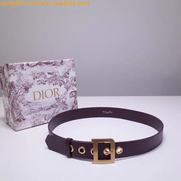 Replica Dior Diorquake 35MM Belt In Bordeaux Calfskin 3