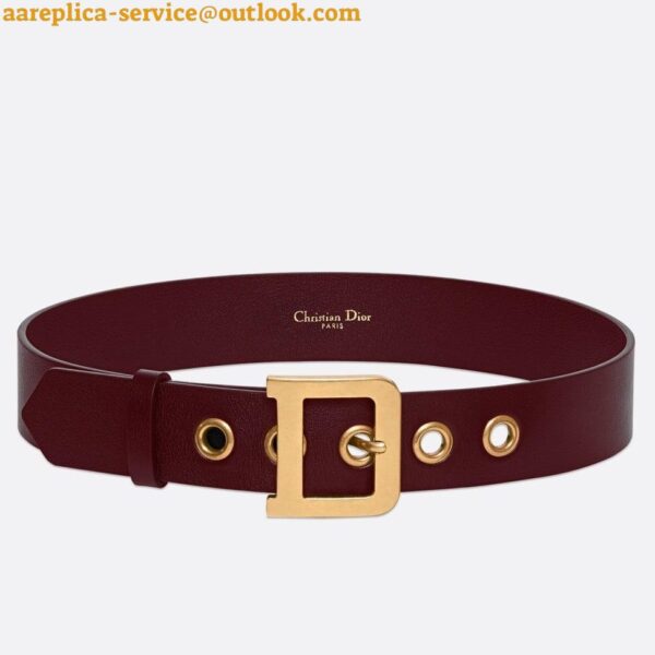 Replica Dior Diorquake 35MM Belt In Bordeaux Calfskin 7