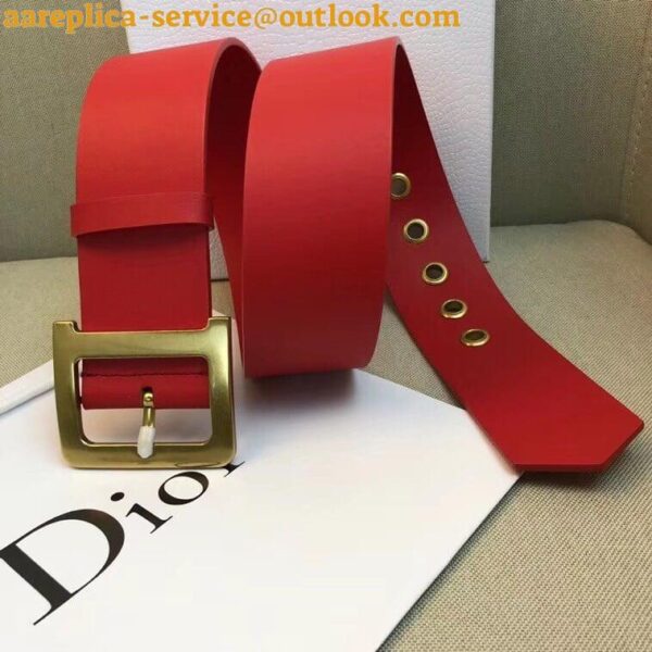 Replica Dior Diorquake 35MM Belt In Red Calfskin 5