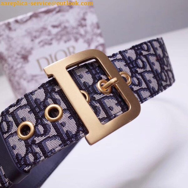 Replica Dior Diorquake 55MM Belt In Blue Oblique Canvas 10