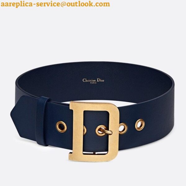 Replica Dior Diorquake 55MM Belt In Dark Blue Calfskin 3