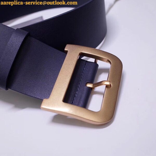 Replica Dior Diorquake 55MM Belt In Dark Blue Calfskin 7