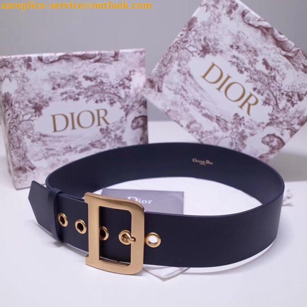 Replica Dior Diorquake 55MM Belt In Dark Blue Calfskin 8