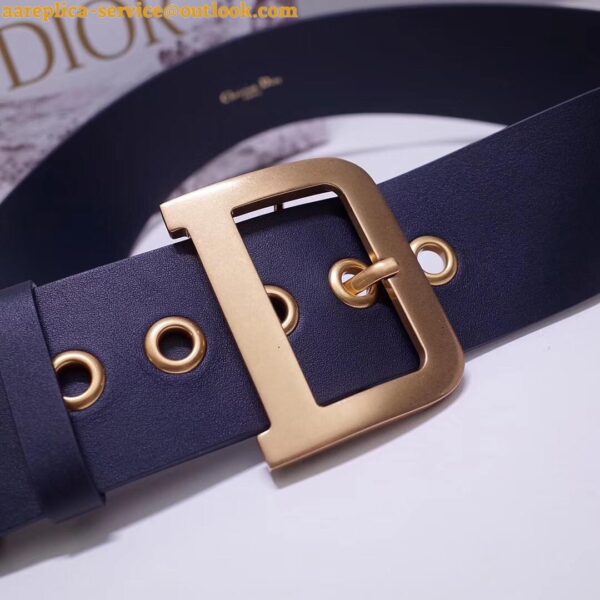 Replica Dior Diorquake 55MM Belt In Dark Blue Calfskin 9