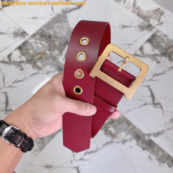 Replica Dior Diorquake 55MM Belt In Red Calfskin 5