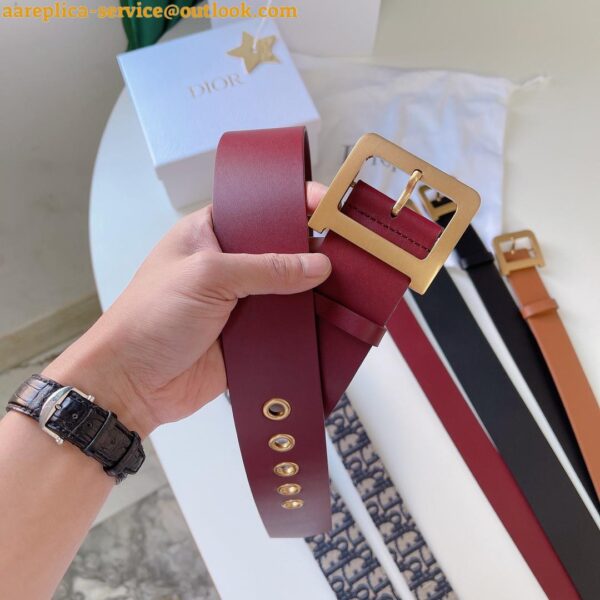 Replica Dior Diorquake 55MM Belt In Red Calfskin 8