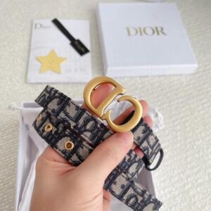 Replica Dior Saddle 20MM Belt In Blue Dior Oblique Jacquard