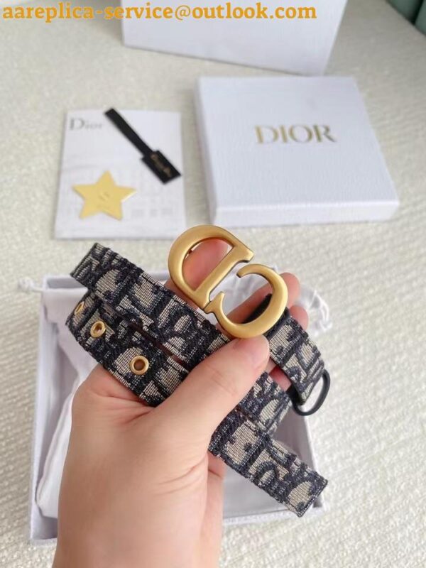 Replica Dior Saddle 20MM Belt In Blue Dior Oblique Jacquard 3