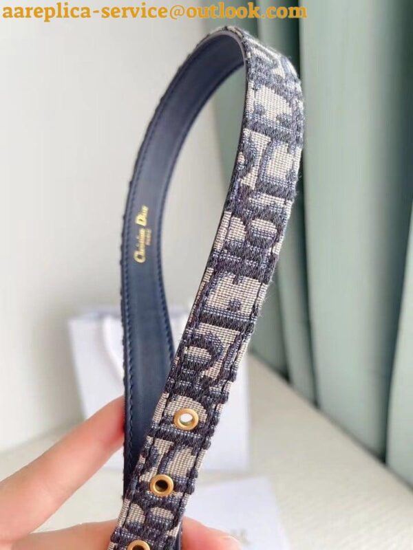 Replica Dior Saddle 20MM Belt In Blue Dior Oblique Jacquard 11