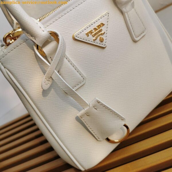 Replica Prada Galleria Mini Bag In White Saffiano Leather 12