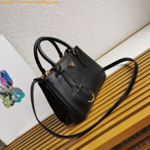 Replica Prada Galleria Small Bag in Black Saffiano Leather