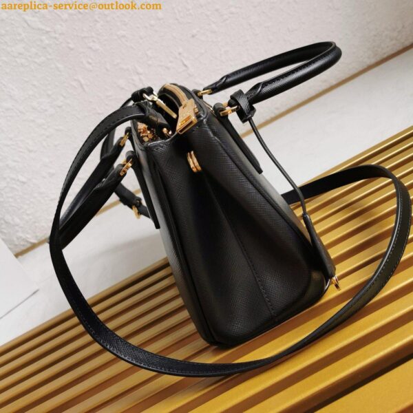 Replica Prada Galleria Small Bag in Black Saffiano Leather 9