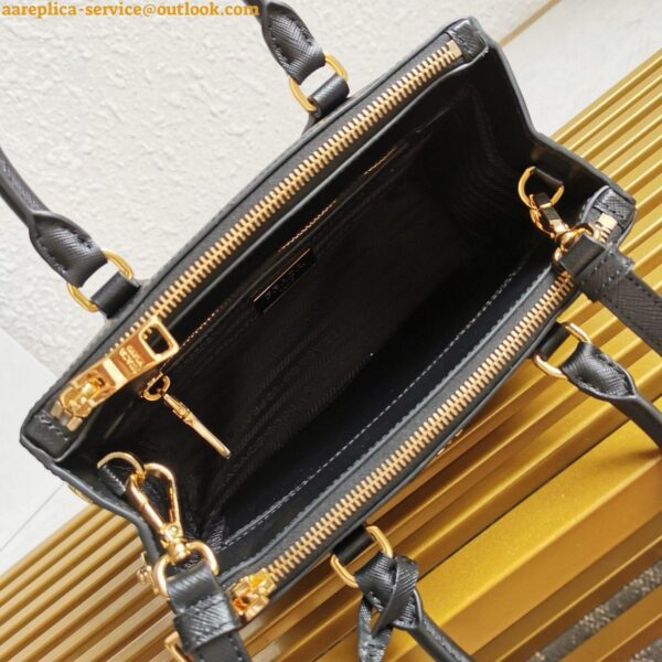 Replica Prada Galleria Small Bag in Black Saffiano Leather 10