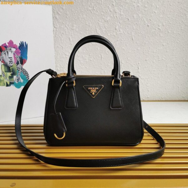 Replica Prada Galleria Small Bag in Black Saffiano Leather 12