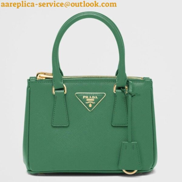 Replica Prada Mini Galleria Bag In Green Saffiano Leather 3