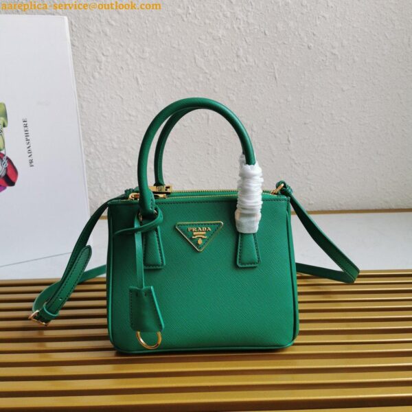 Replica Prada Mini Galleria Bag In Green Saffiano Leather 5