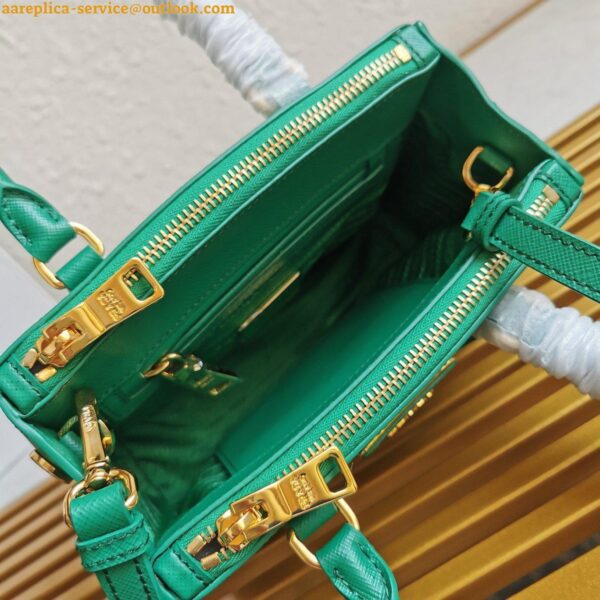 Replica Prada Mini Galleria Bag In Green Saffiano Leather 12