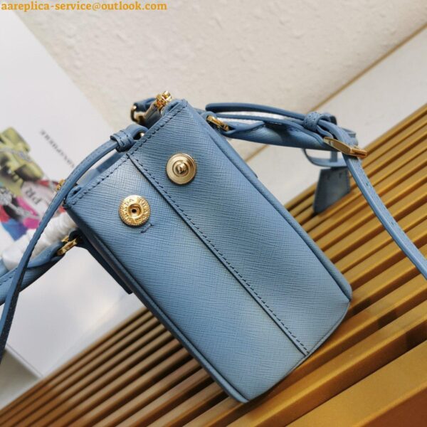 Replica Prada Mini Galleria Bag In Light Blue Saffiano Leather 10