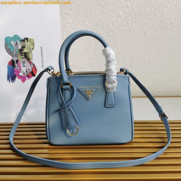 Replica Prada Mini Galleria Bag In Light Blue Saffiano Leather 11