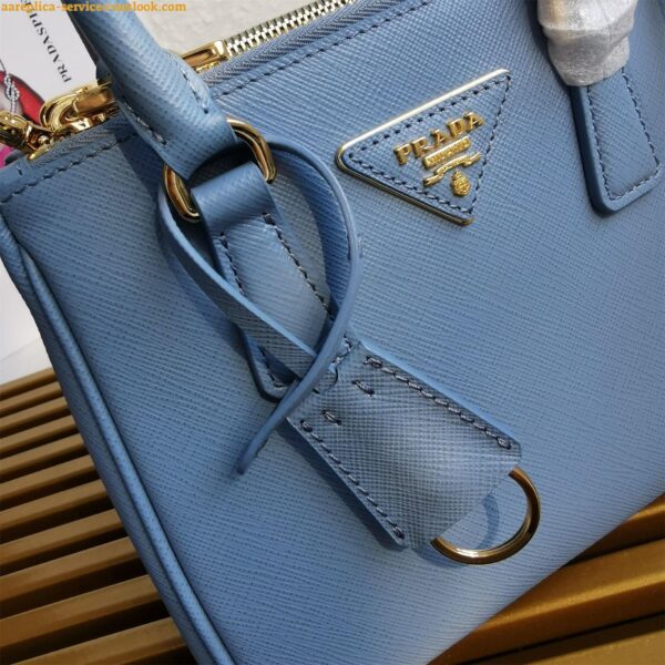 Replica Prada Mini Galleria Bag In Light Blue Saffiano Leather 12