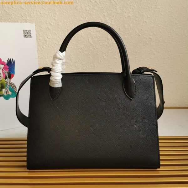 Replica Prada Monochrome Medium Bag In Black Saffiano Leather 4