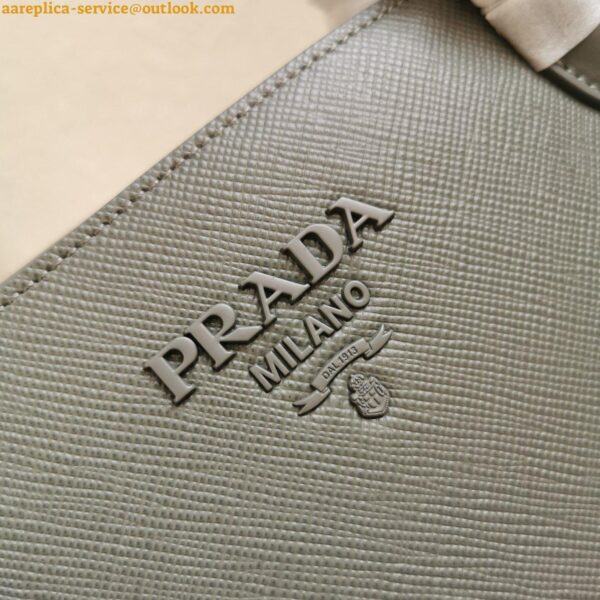 Replica Prada Monochrome Medium Bag In Grey Saffiano Leather 3